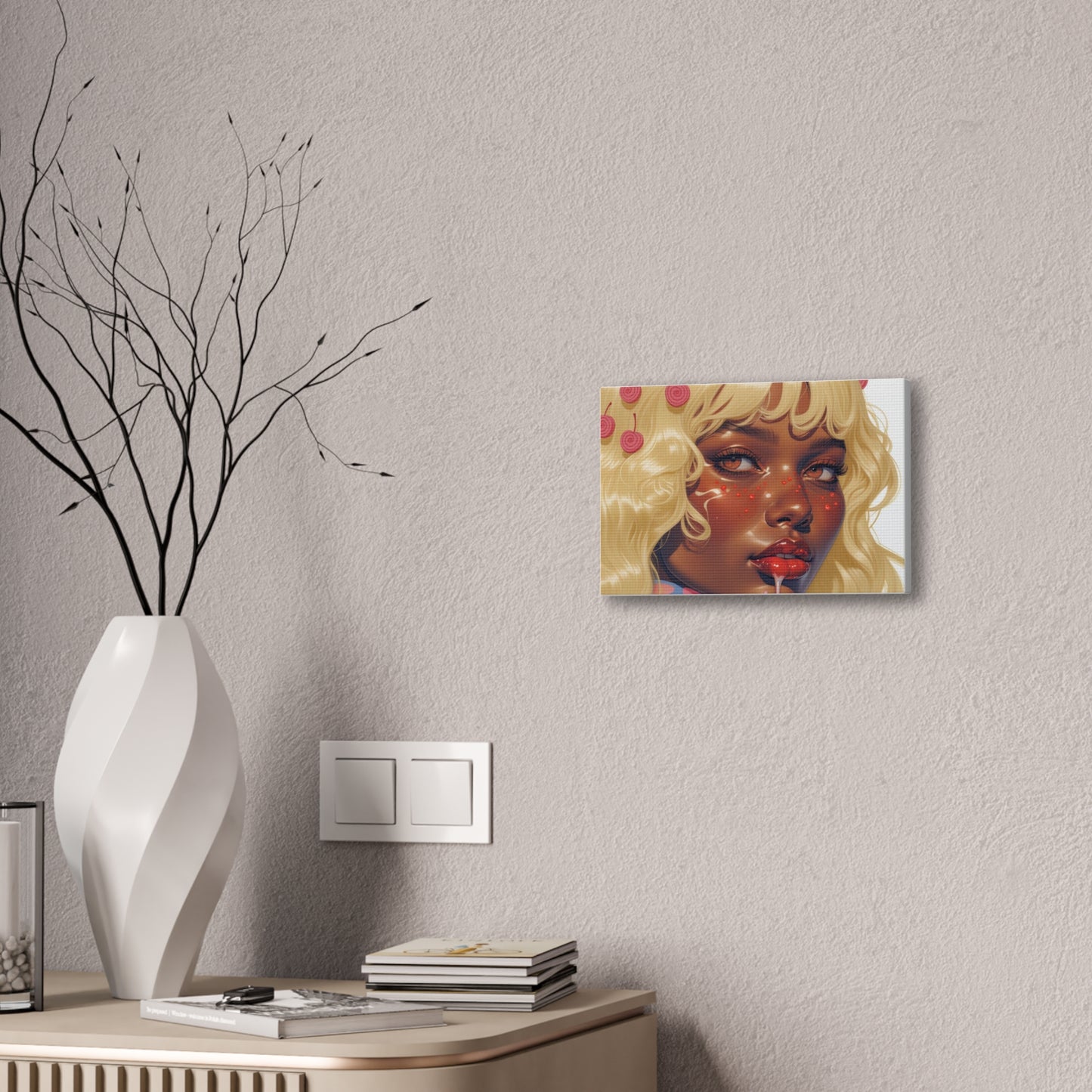 Art Canvas Print — Blonde Cherry Girl Wall Art