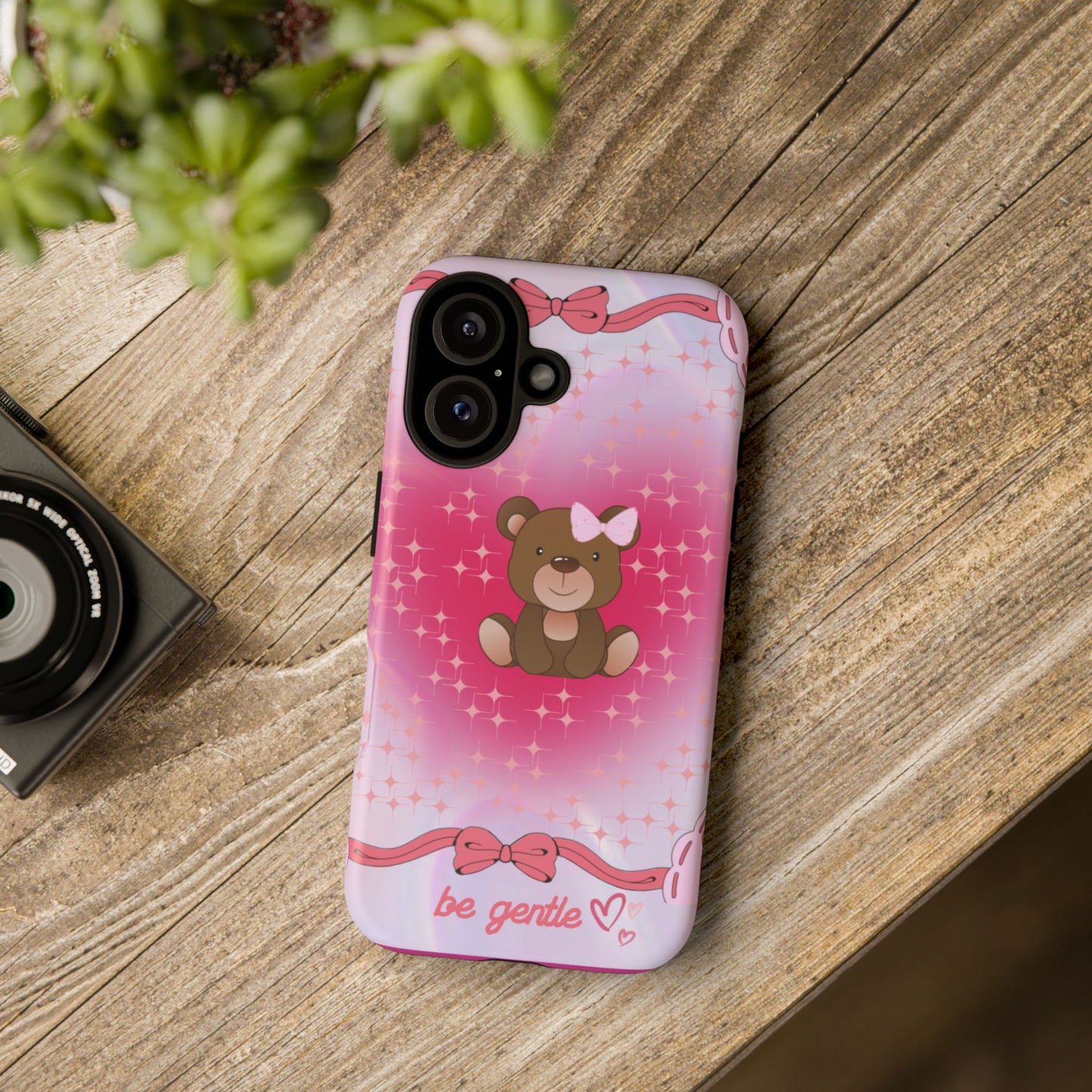 Cute Bear iPhone Case - 'Be Gentle' Design for Kids & Animal Lovers