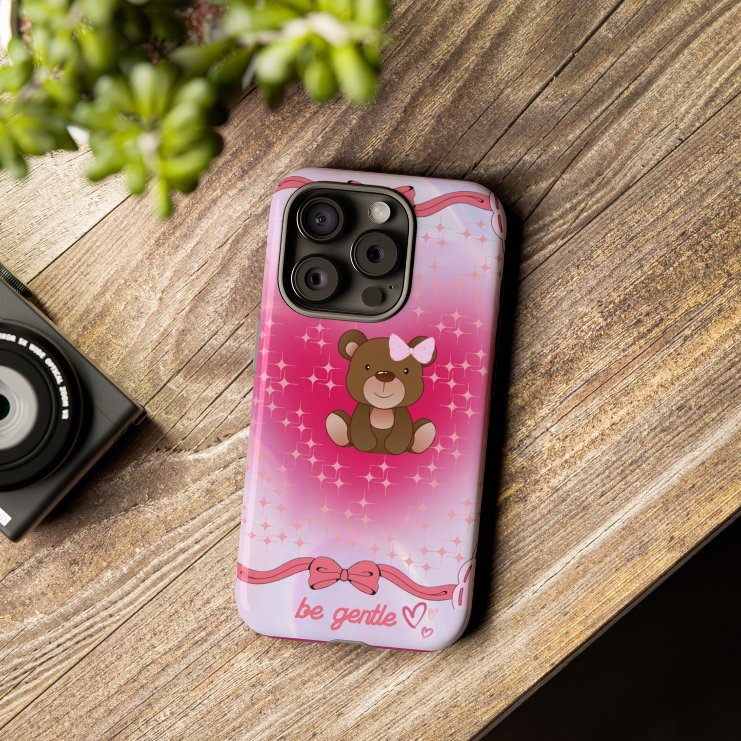 Cute Bear iPhone Case - 'Be Gentle' Design for Kids & Animal Lovers