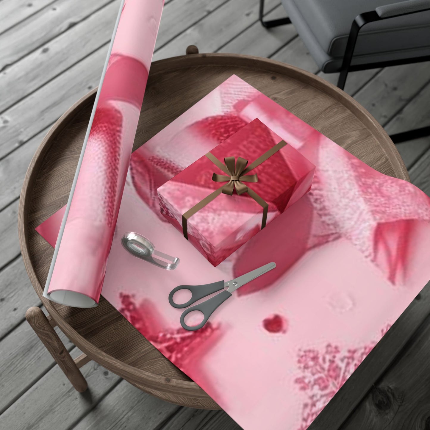 Gift Wrap Paper - Pink Bow & Ribbon Floral Pattern, Decorative Wrapping Sheet for Birthdays, Valentine’s Day, Anniversaries