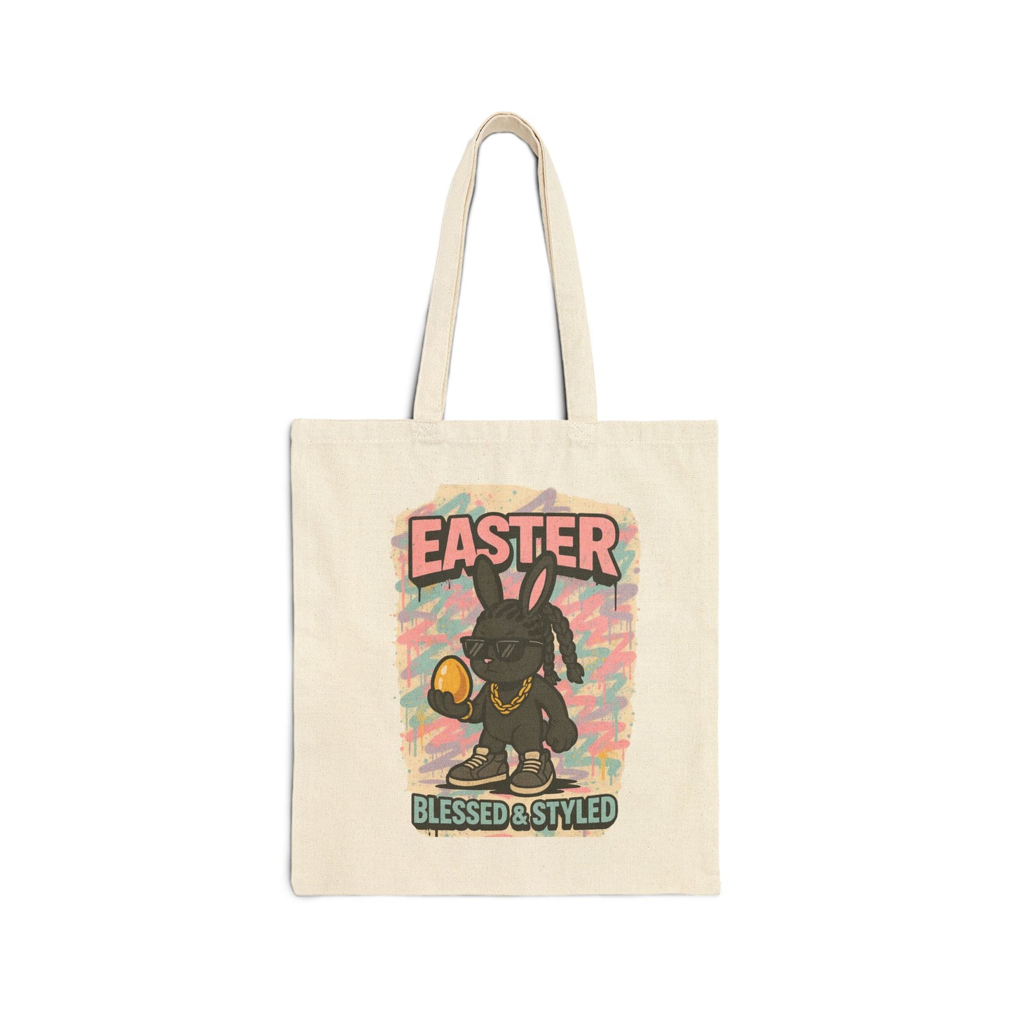Easter Bunny Cotton Canvas Tote Bag - Blessed & Styled