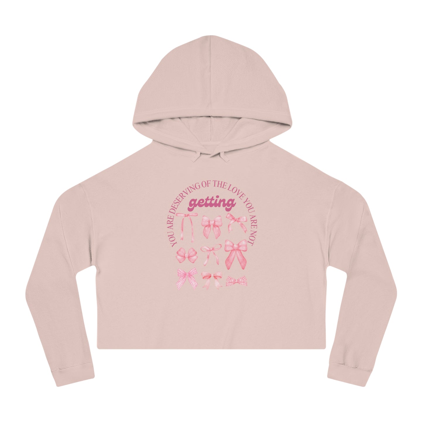 Inspirational Women’s Cropped Hooded Sweatshirt - Great Things Await & You Deserve Love