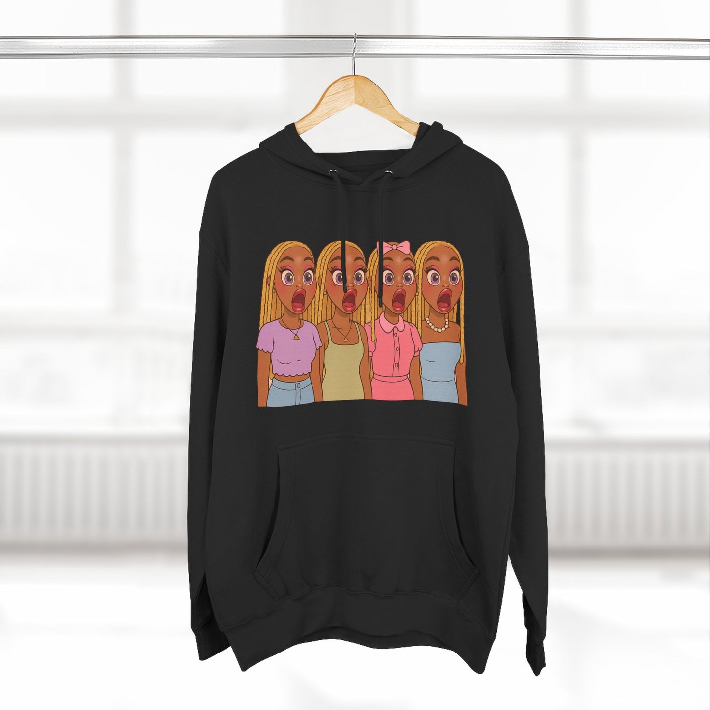 The Shocked BestiesFleece Hoodie with Three-Panel Design