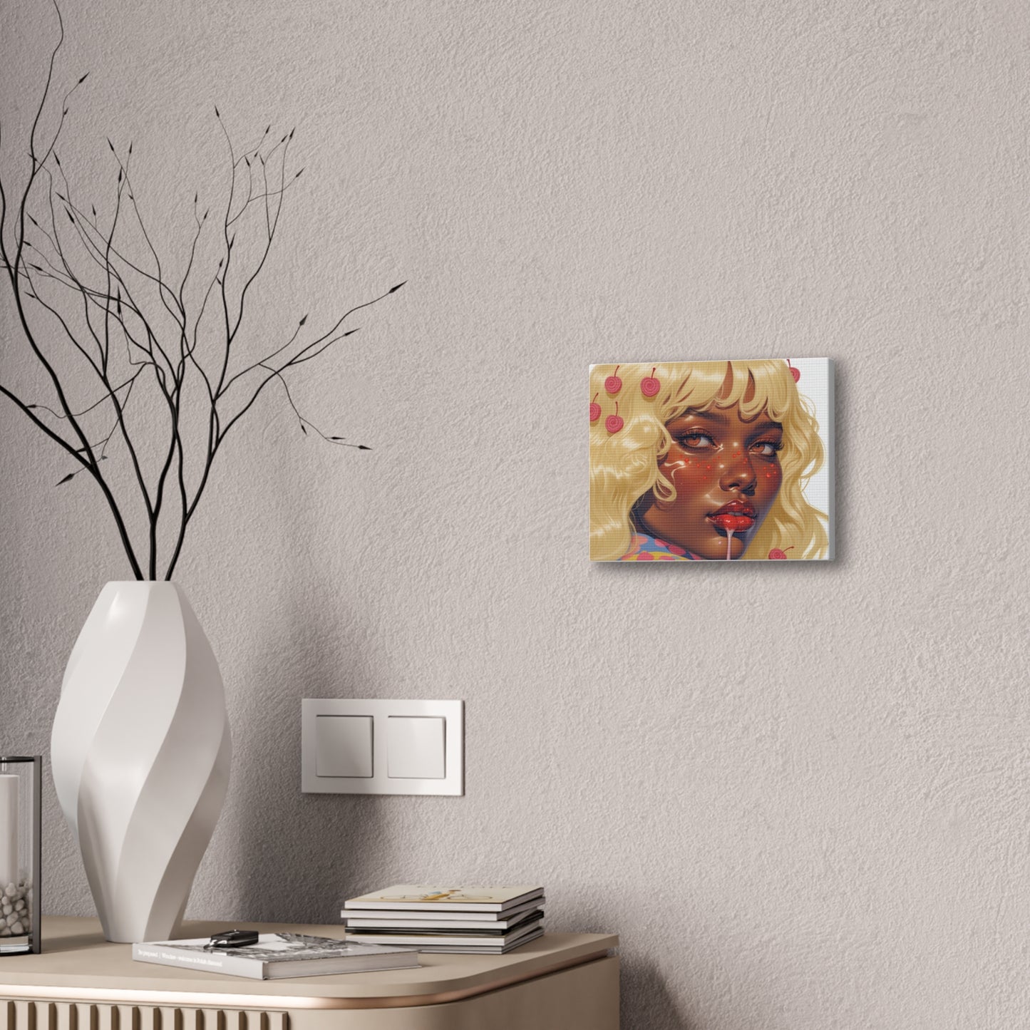 Art Canvas Print — Blonde Cherry Girl Wall Art