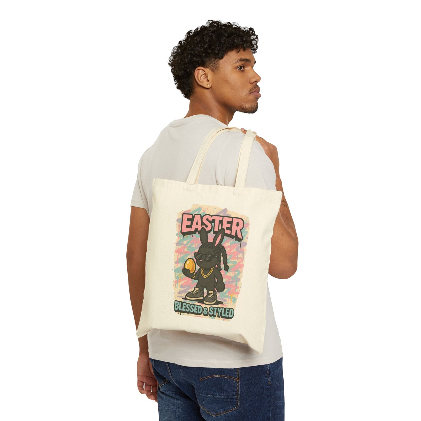 Easter Bunny Cotton Canvas Tote Bag - Blessed & Styled