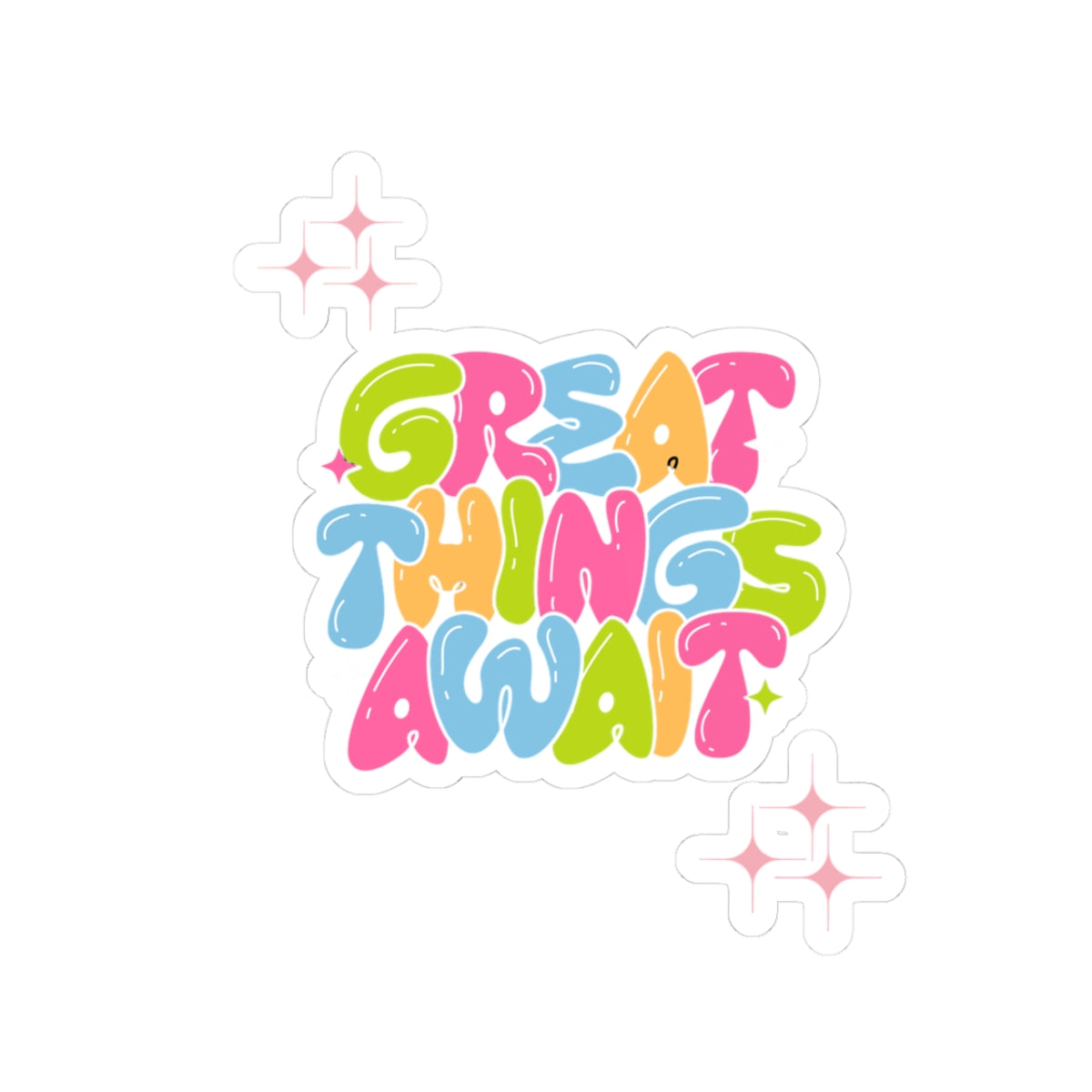 Colorful 'Great Things Await' Kiss-Cut Stickers for Positive Vibes