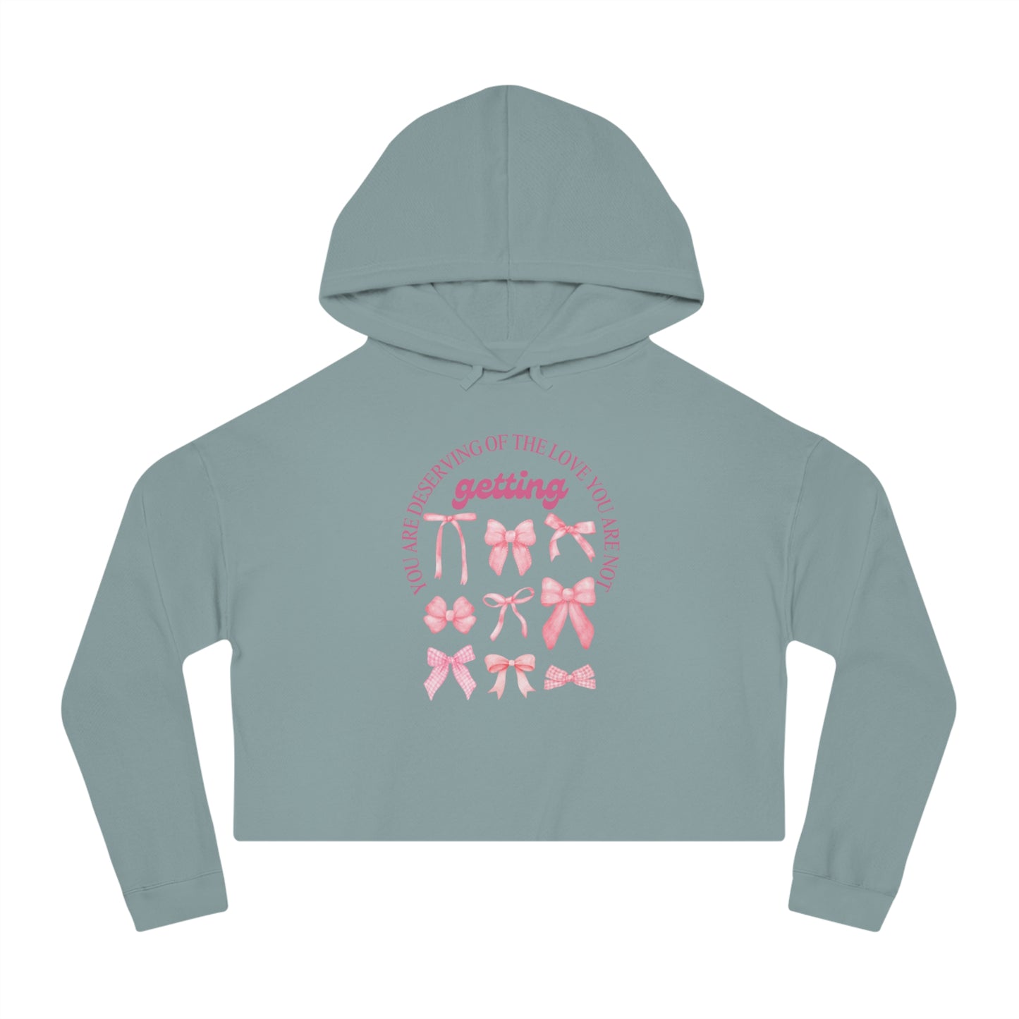 Inspirational Women’s Cropped Hooded Sweatshirt - Great Things Await & You Deserve Love