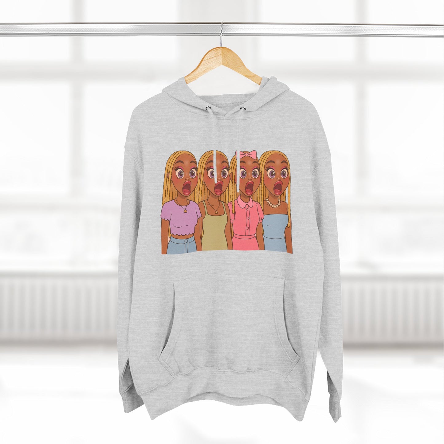 The Shocked BestiesFleece Hoodie with Three-Panel Design