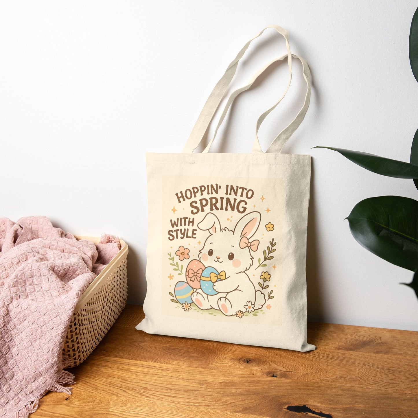 Cute Spring Bunny Tote Bag - 'Hoppin’ Into Spring with Style'
