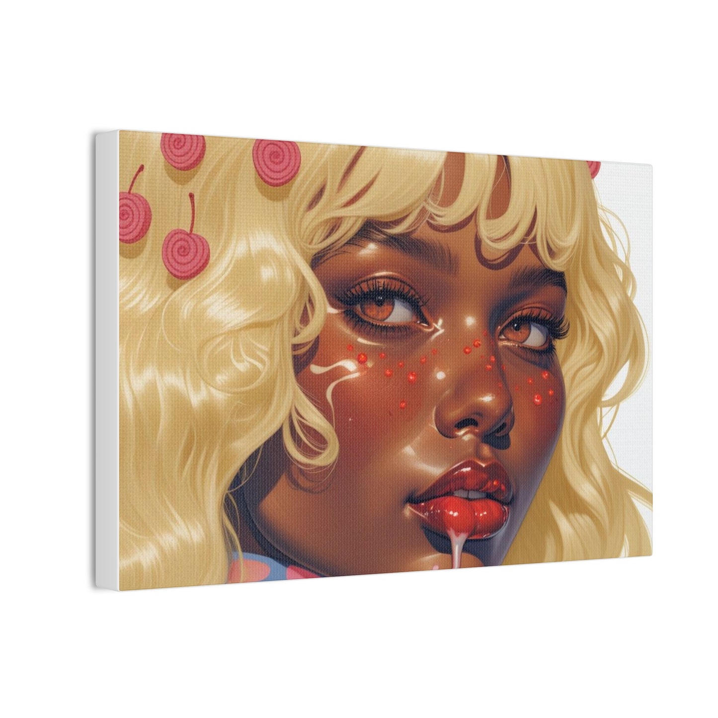 Art Canvas Print — Blonde Cherry Girl Wall Art