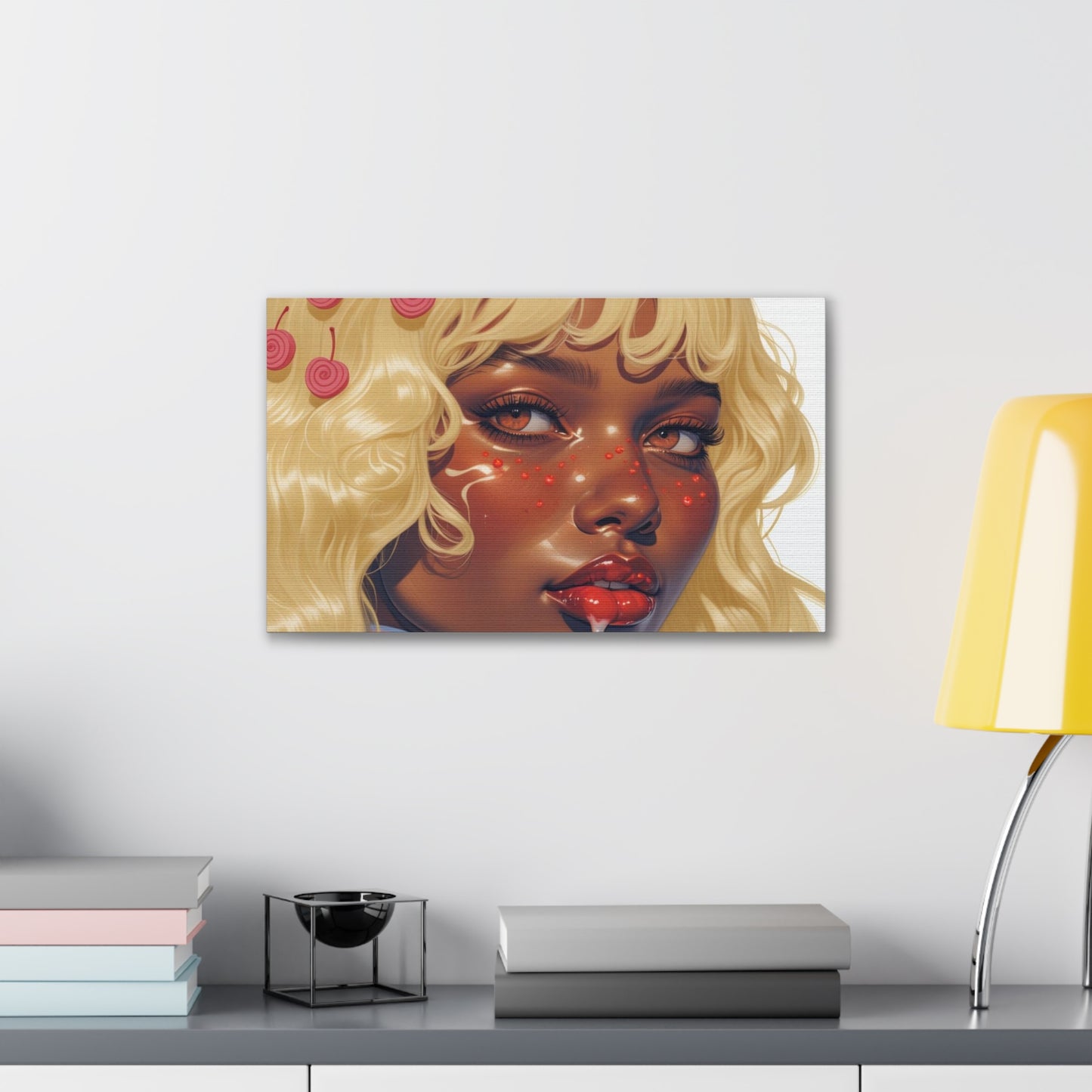 Art Canvas Print — Blonde Cherry Girl Wall Art