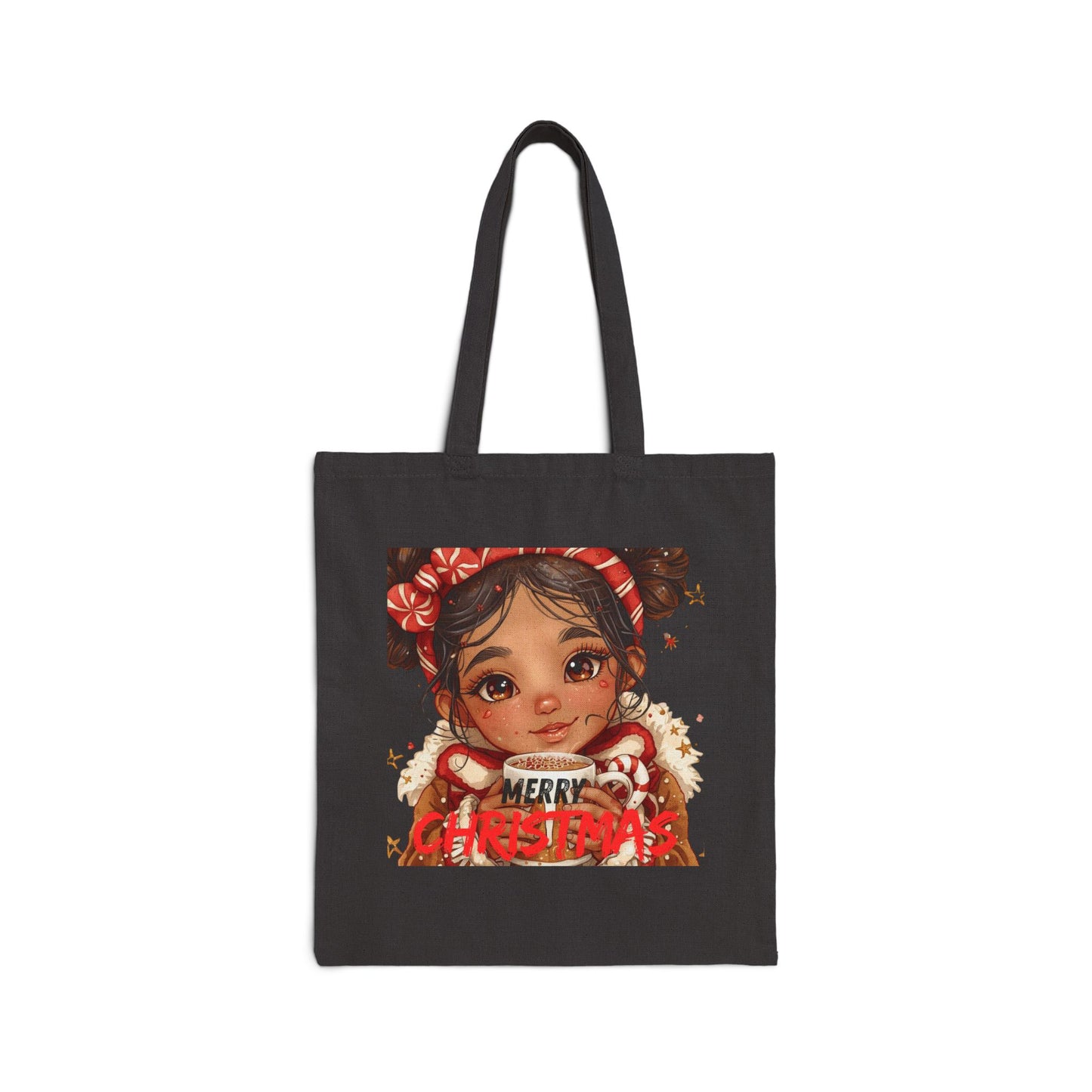 Christmas Girl Canvas Tote Bag — Merry Christmas Holiday Shopper
