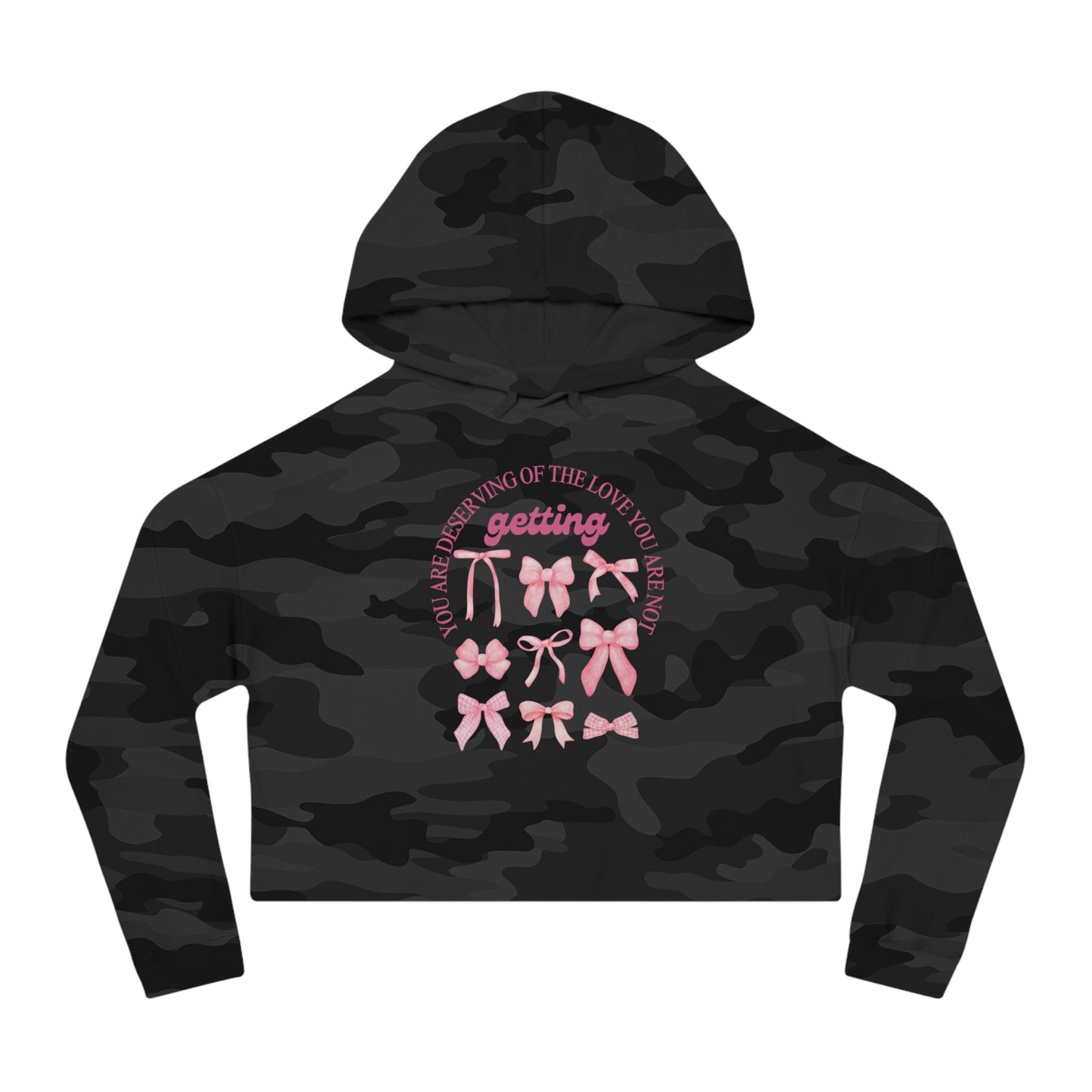 Inspirational Women’s Cropped Hooded Sweatshirt - Great Things Await & You Deserve Love