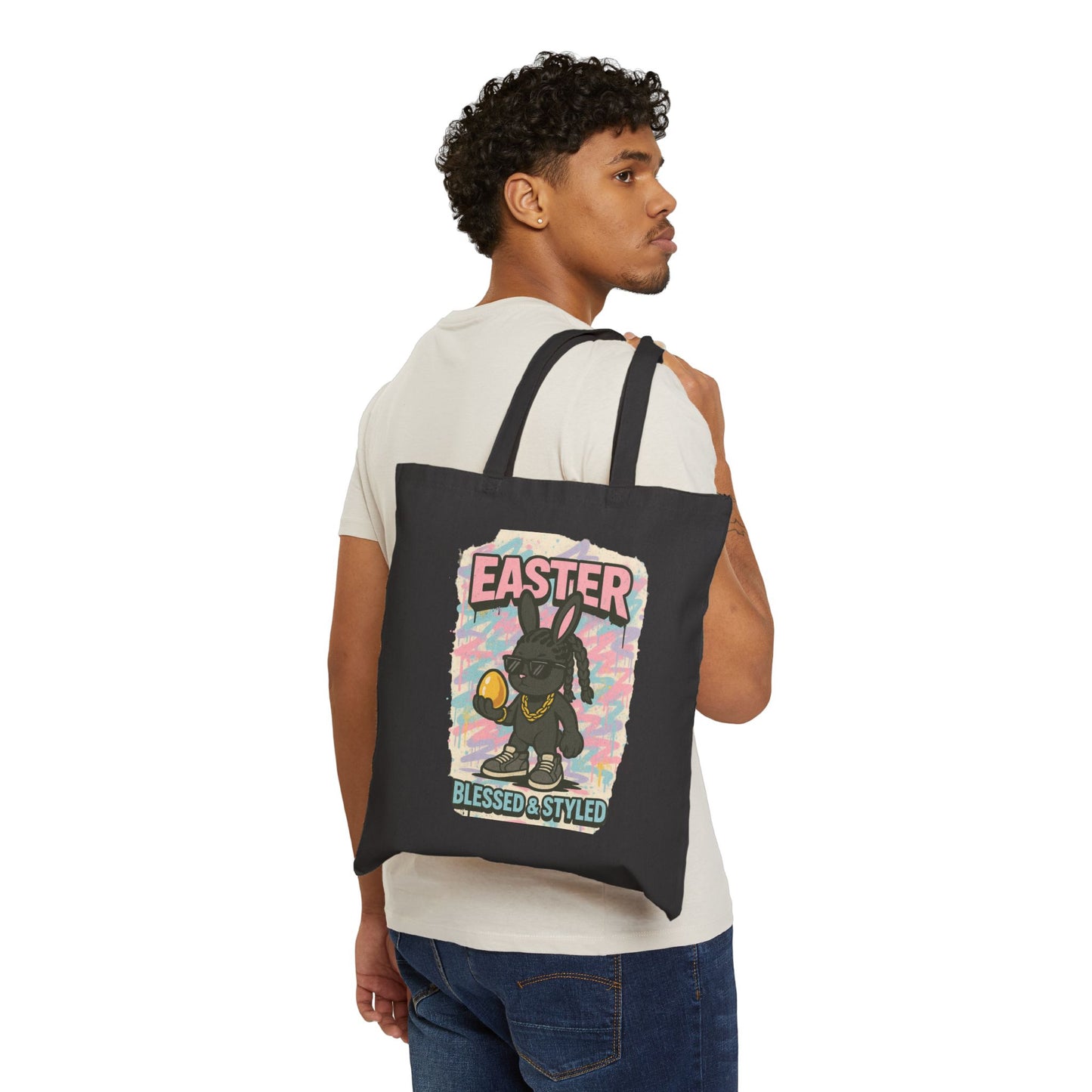 Easter Bunny Cotton Canvas Tote Bag - Blessed & Styled