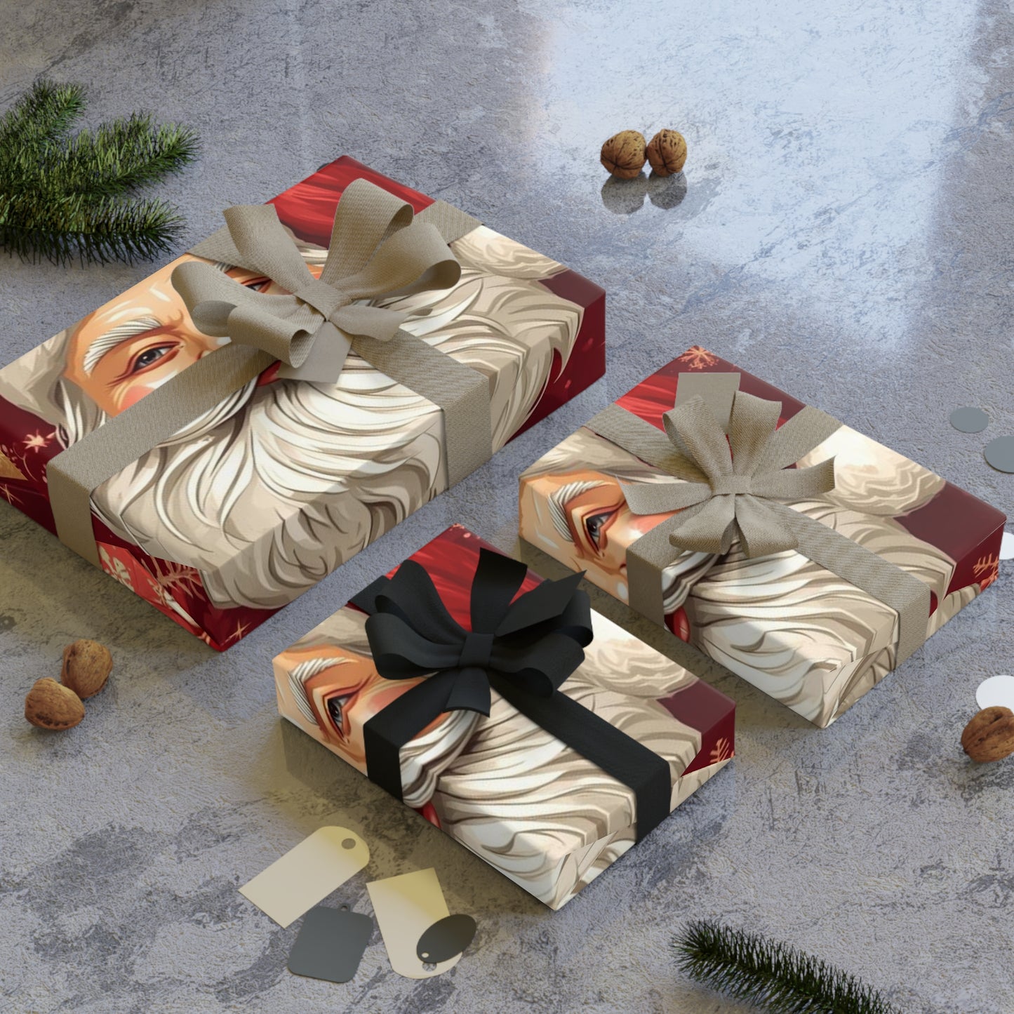 Festive Santa & Presents Christmas Wrapping Paper Roll