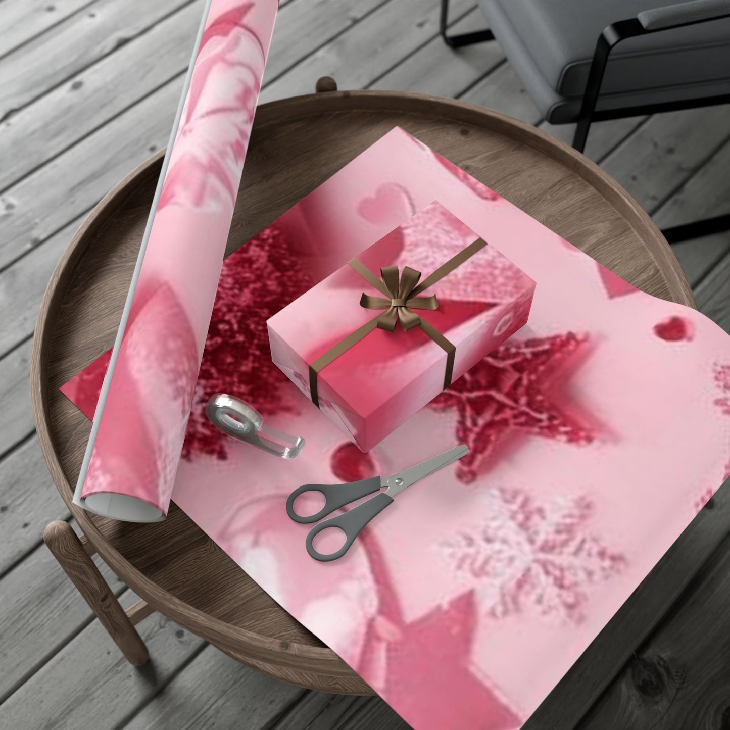 Gift Wrap Paper - Pink Bow & Ribbon Floral Pattern, Decorative Wrapping Sheet for Birthdays, Valentine’s Day, Anniversaries