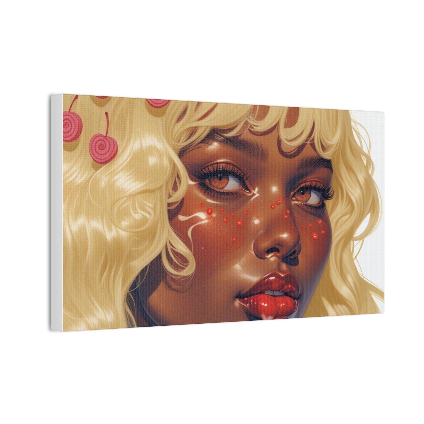 Art Canvas Print — Blonde Cherry Girl Wall Art