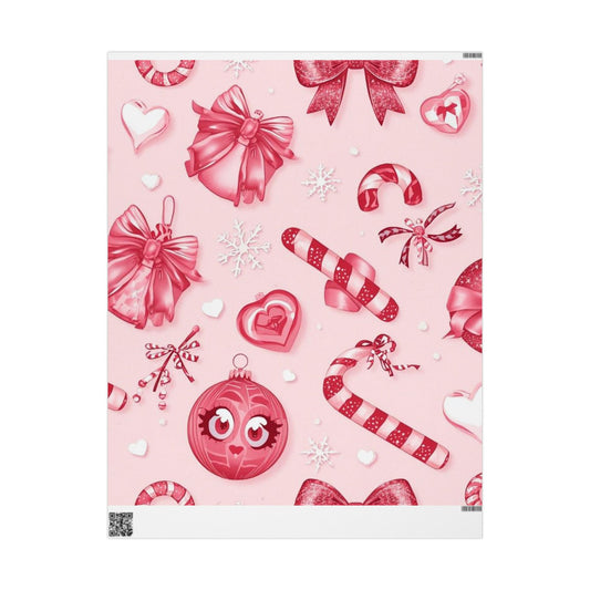 Pink Candy Cane Christmas Wrapping Paper \