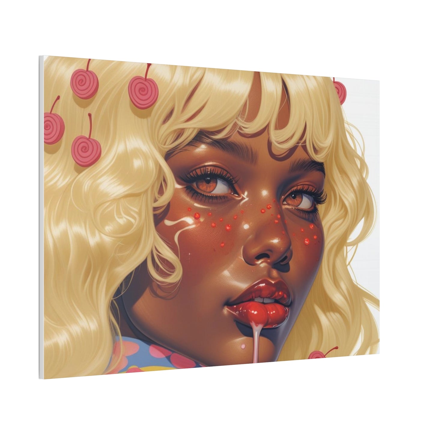 Art Canvas Print — Blonde Cherry Girl Wall Art