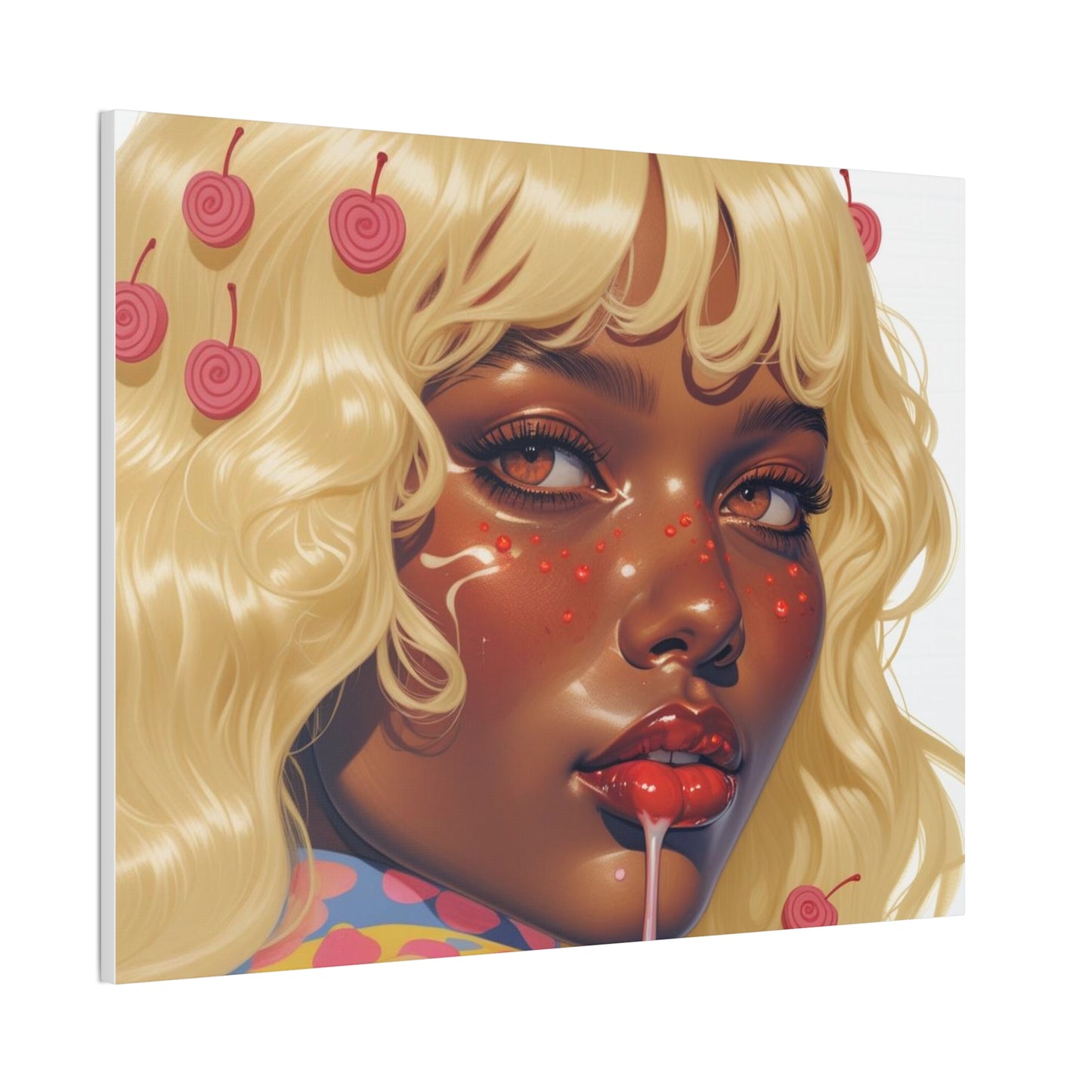 Art Canvas Print — Blonde Cherry Girl Wall Art