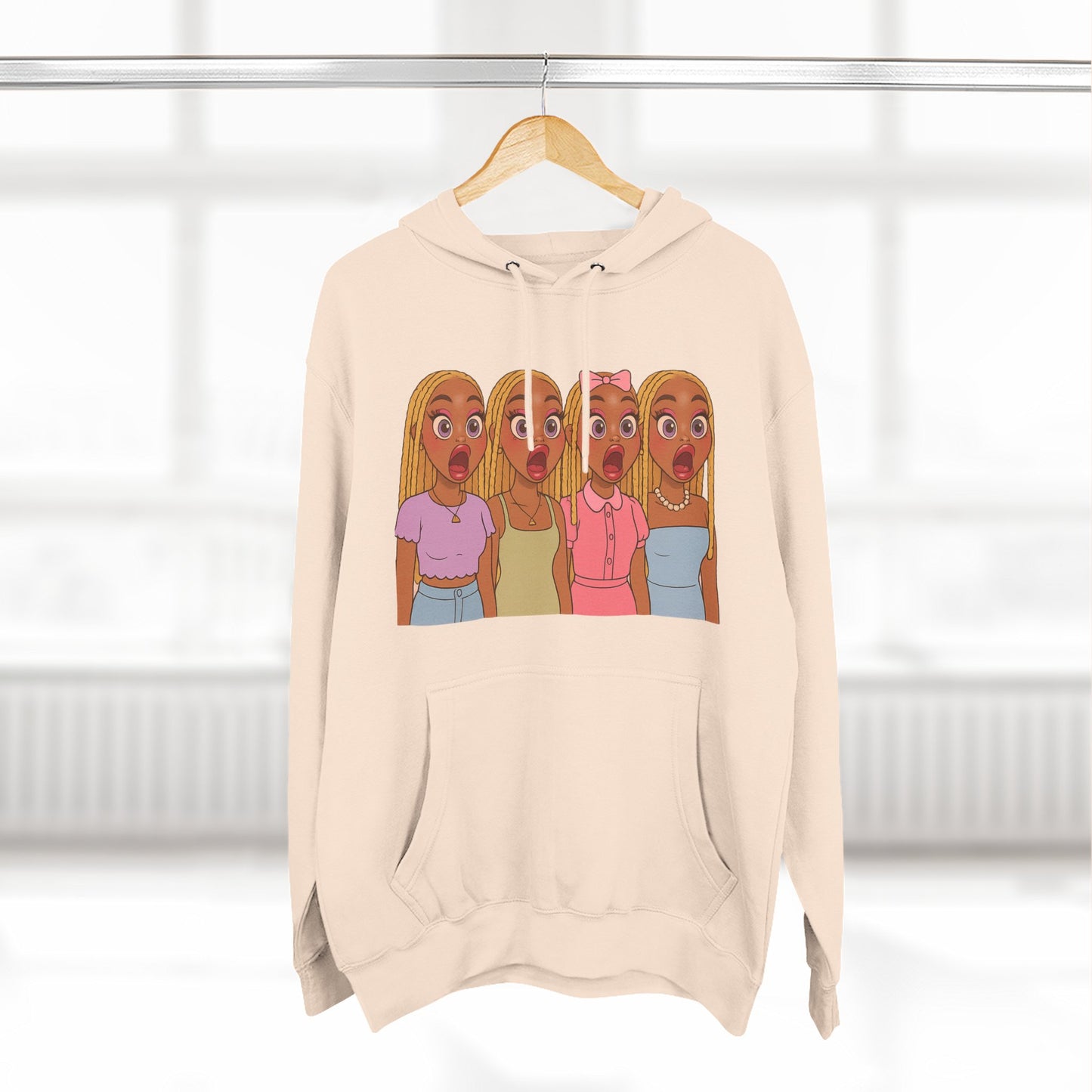 The Shocked BestiesFleece Hoodie with Three-Panel Design