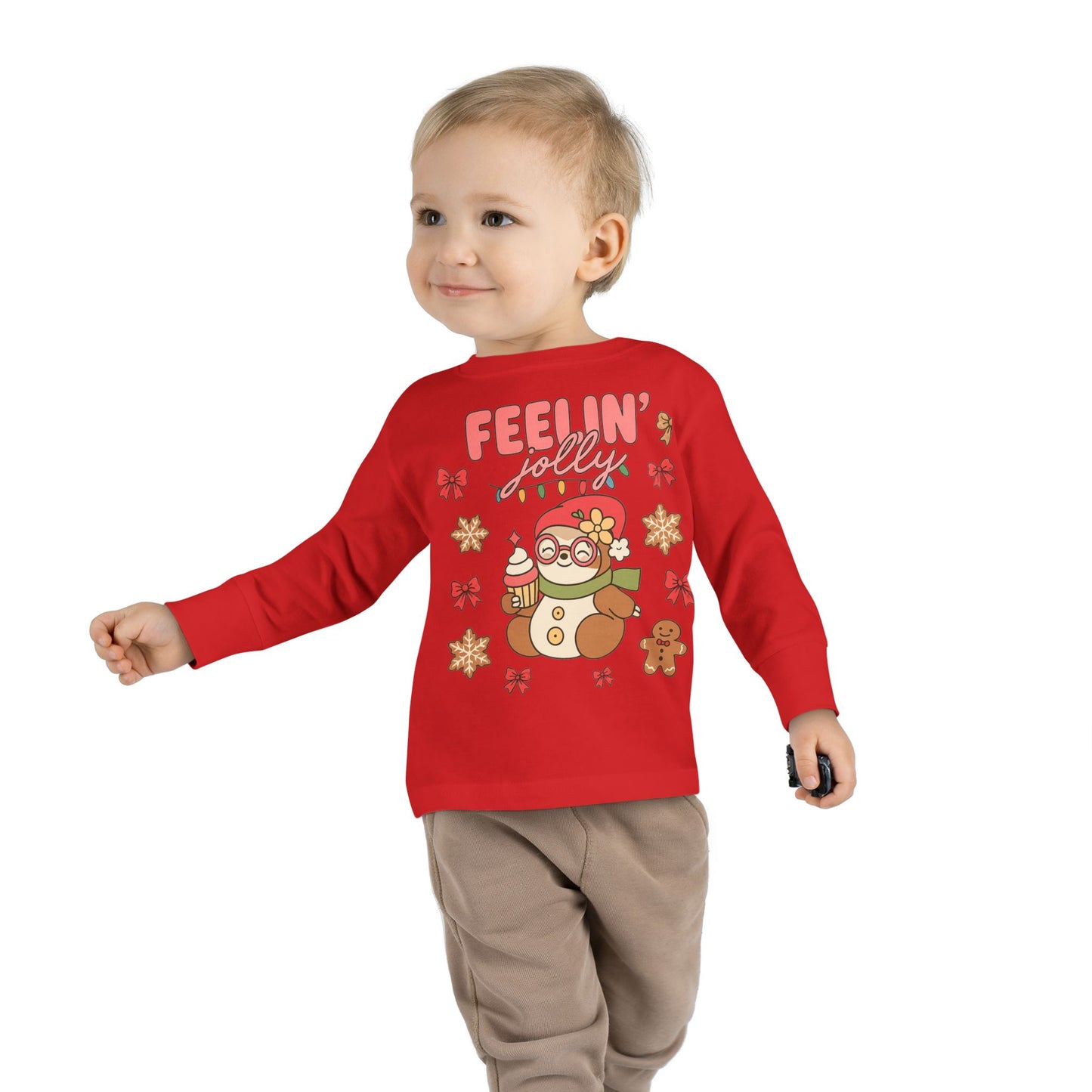 Toddler Long Sleeve Tee — Cute Holiday Dolls Graphic Kids Shirt