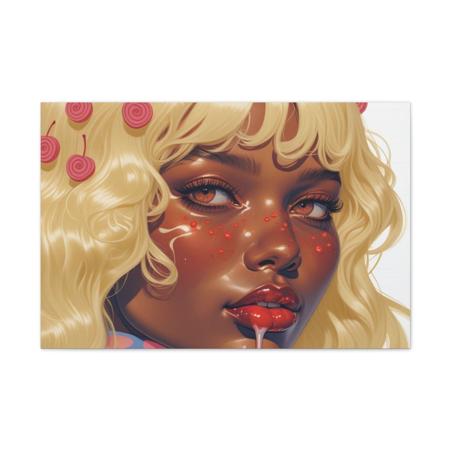 Art Canvas Print — Blonde Cherry Girl Wall Art