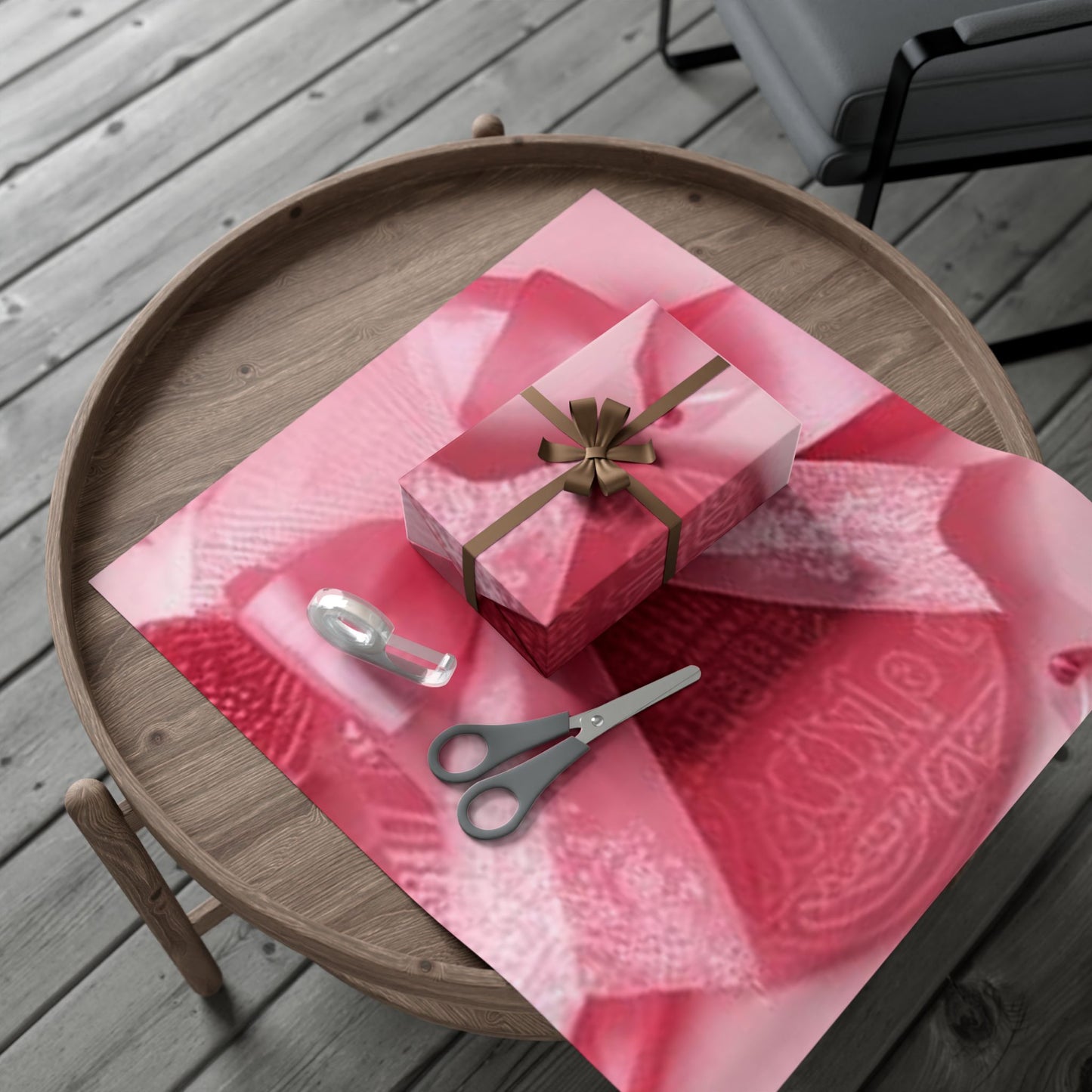 Gift Wrap Paper - Pink Bow & Ribbon Floral Pattern, Decorative Wrapping Sheet for Birthdays, Valentine’s Day, Anniversaries