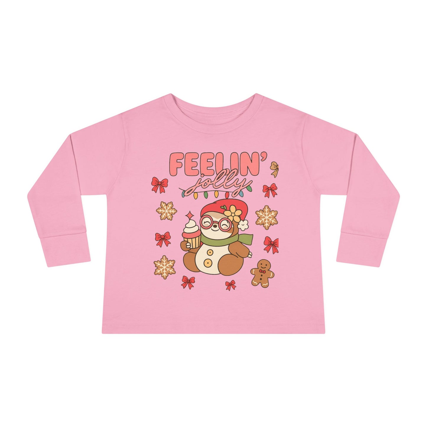 Toddler Long Sleeve Tee — Cute Holiday Dolls Graphic Kids Shirt