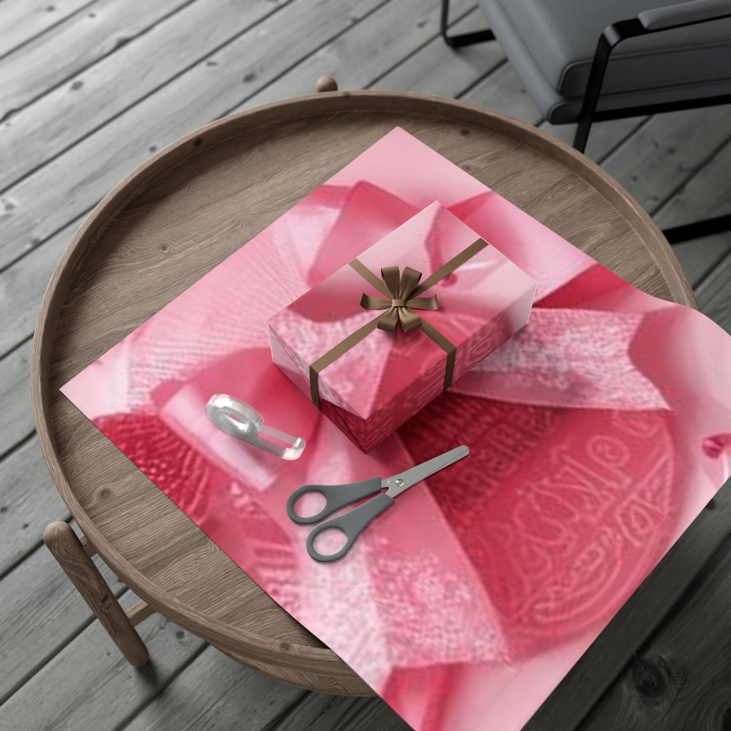 Gift Wrap Paper - Pink Bow & Ribbon Floral Pattern, Decorative Wrapping Sheet for Birthdays, Valentine’s Day, Anniversaries