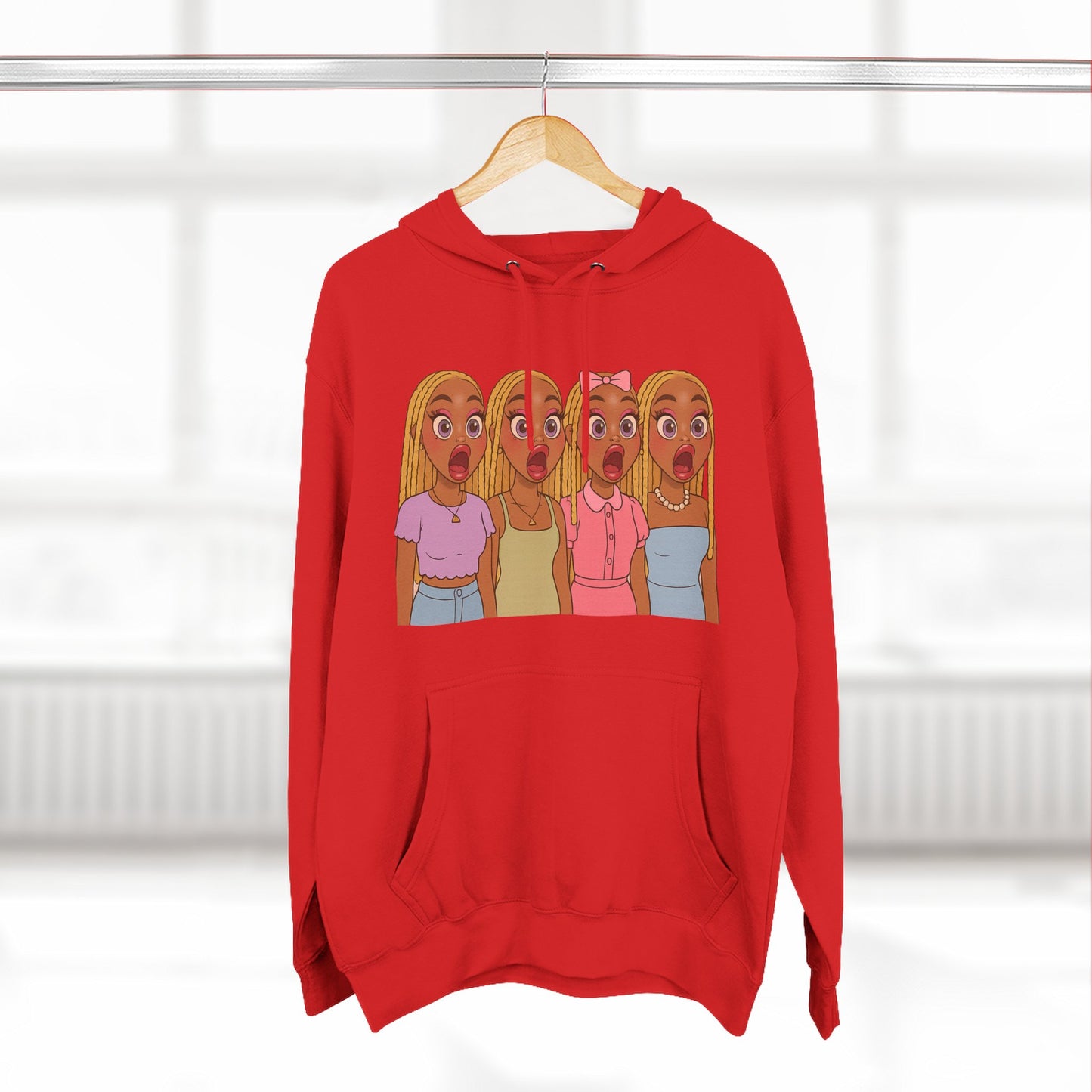The Shocked BestiesFleece Hoodie with Three-Panel Design