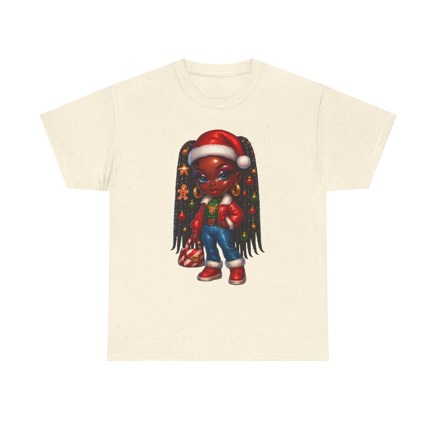 Christmas Girl Tee — Cute Black Girl Santa Graphic T-Shirt