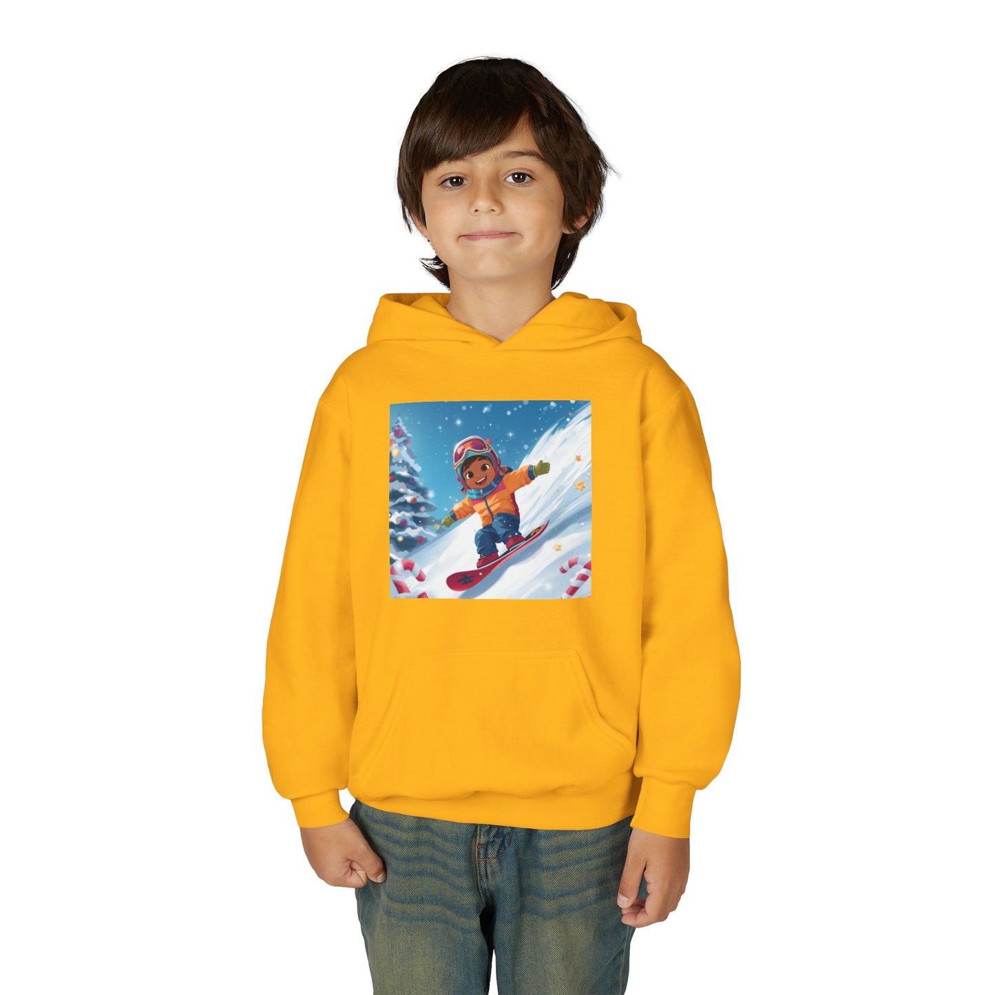 Kids Snowboarding Hoodie — Cute Winter Snow Kid Graphic Sweatshirt