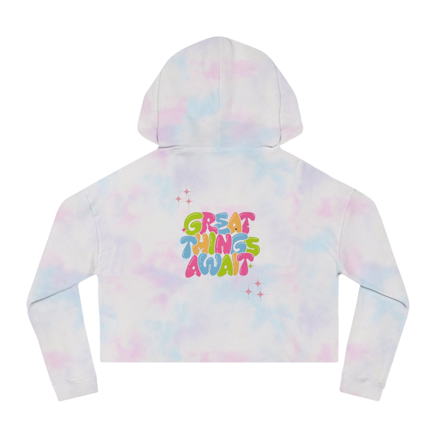 Inspirational Women’s Cropped Hooded Sweatshirt - Great Things Await & You Deserve Love