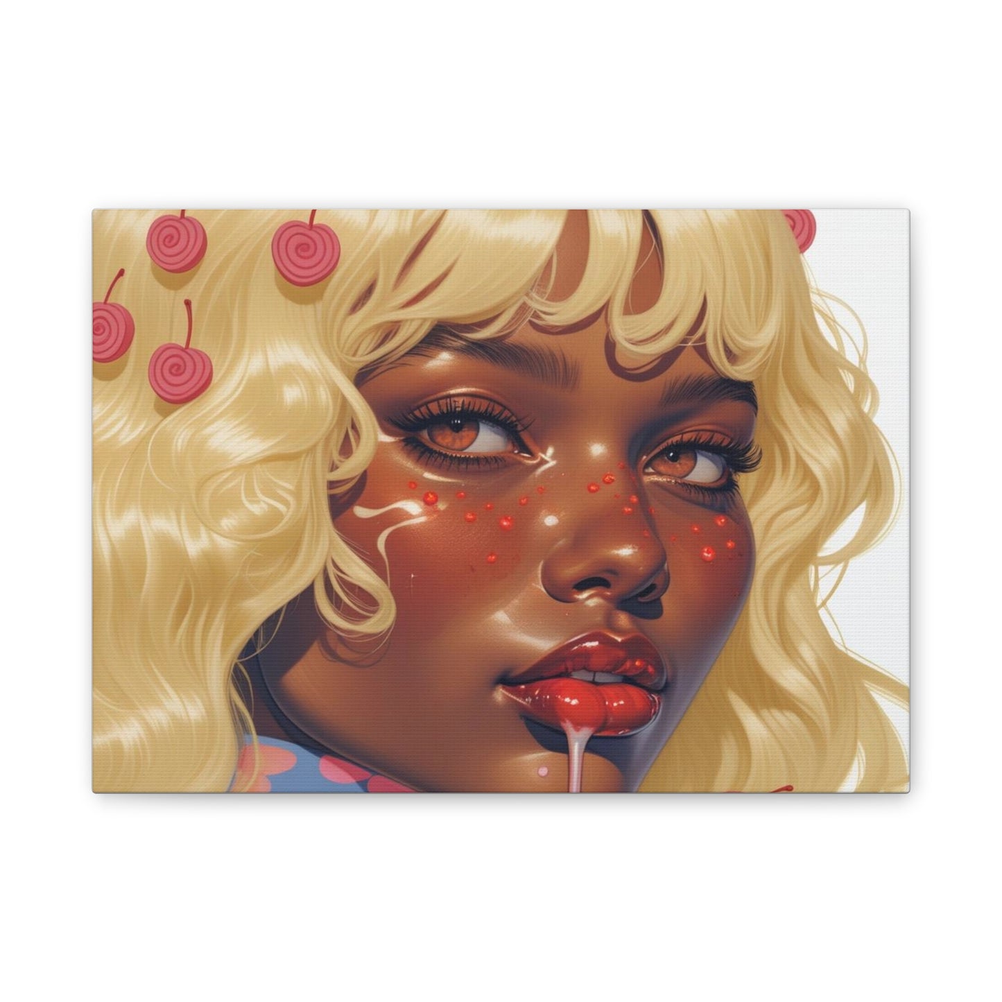 Art Canvas Print — Blonde Cherry Girl Wall Art