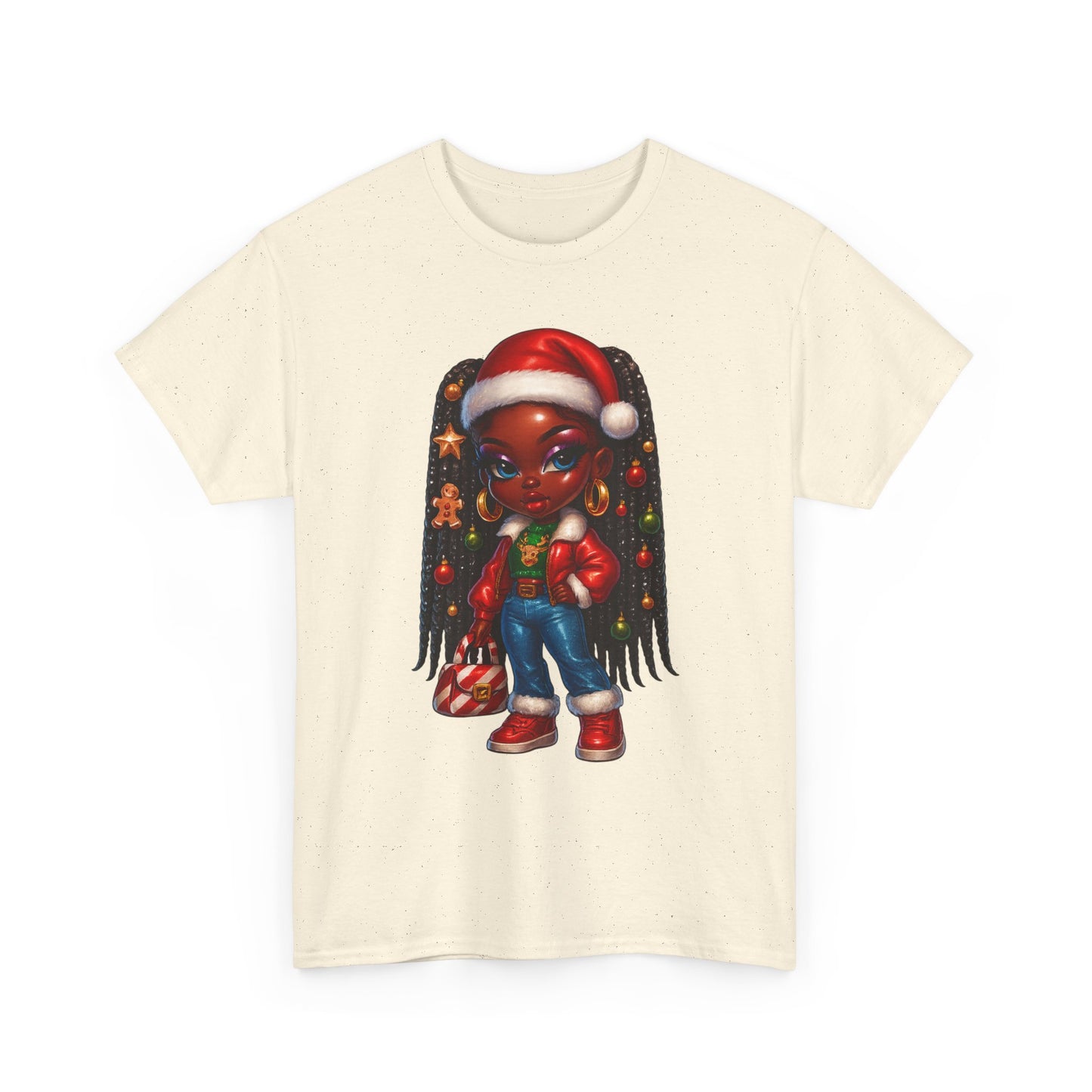 Christmas Girl Tee — Cute Black Girl Santa Graphic T-Shirt
