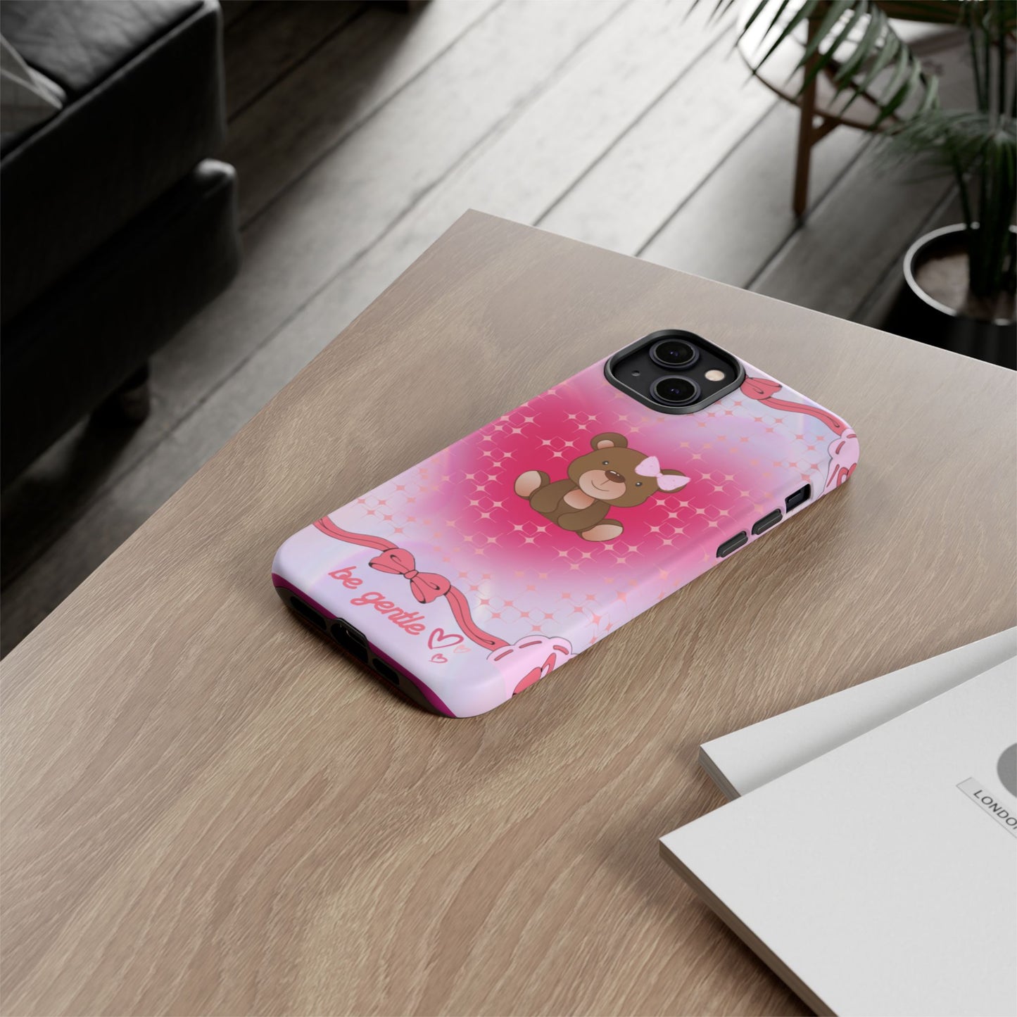 Cute Bear iPhone Case - 'Be Gentle' Design for Kids & Animal Lovers