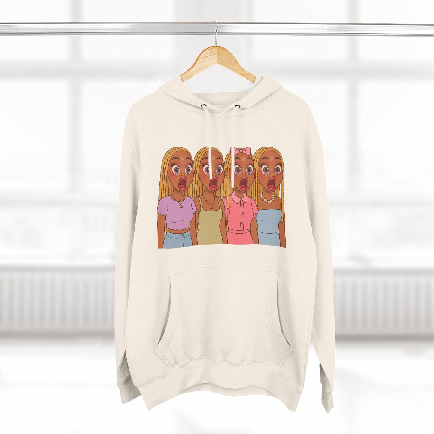 The Shocked BestiesFleece Hoodie with Three-Panel Design