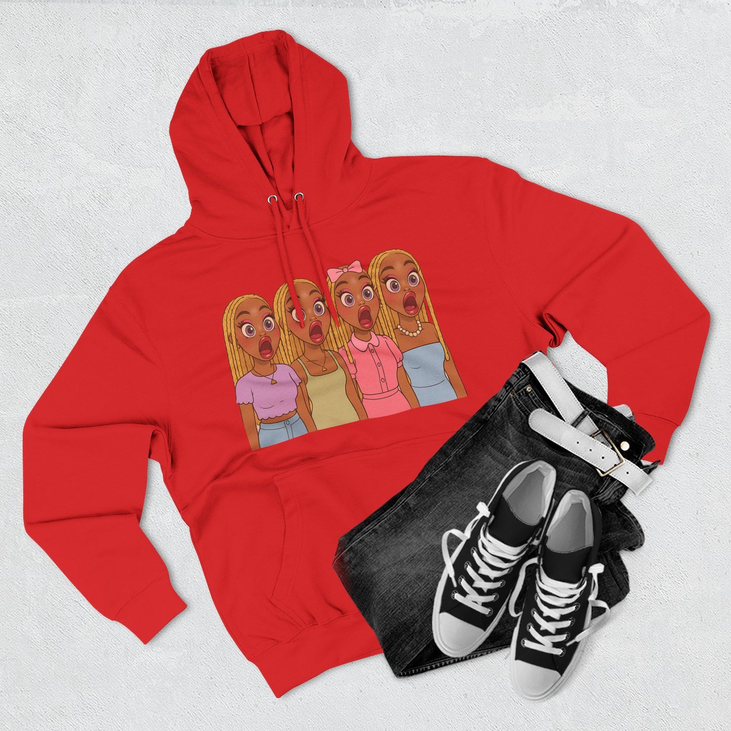 The Shocked BestiesFleece Hoodie with Three-Panel Design
