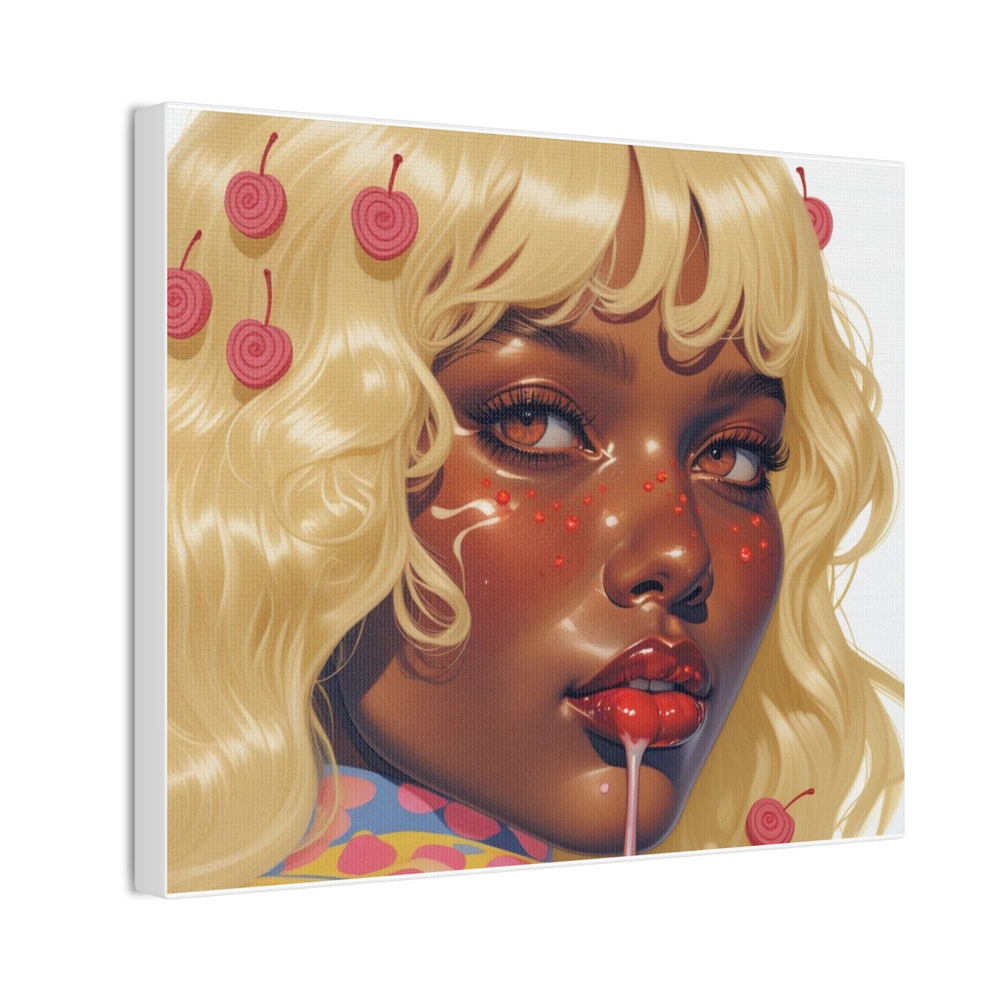 Art Canvas Print — Blonde Cherry Girl Wall Art
