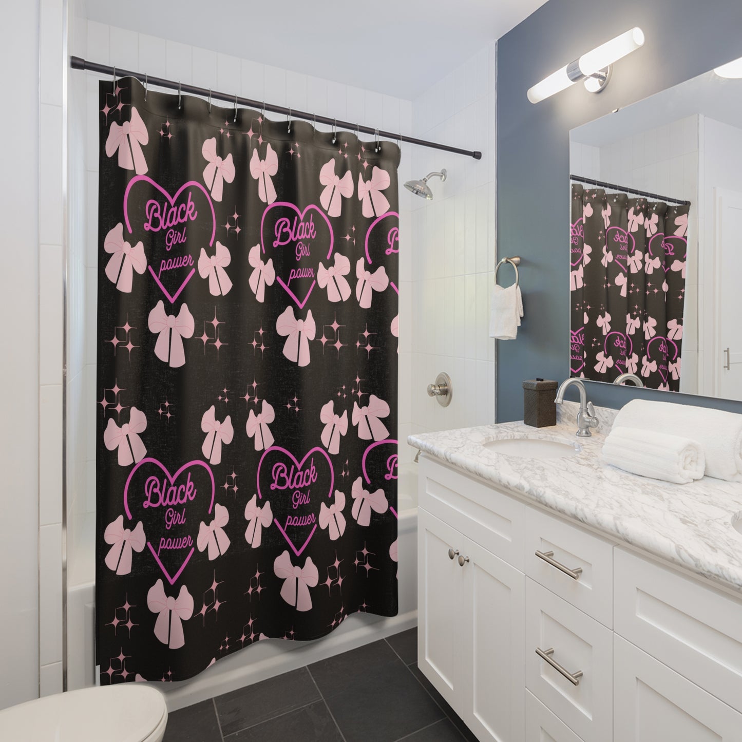 Empowering Black Girl Power Shower Curtain - Stylish Bathroom Decor