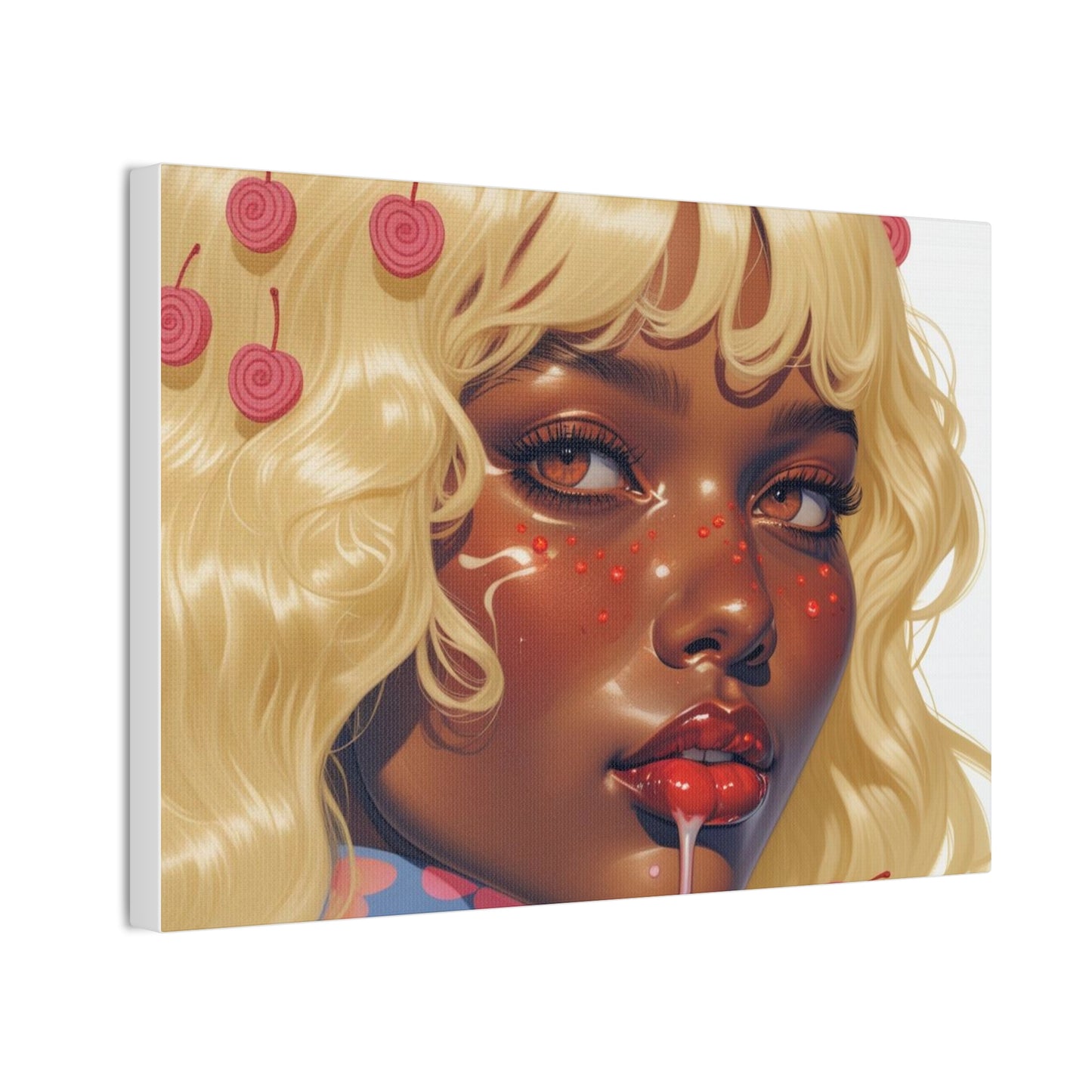 Art Canvas Print — Blonde Cherry Girl Wall Art