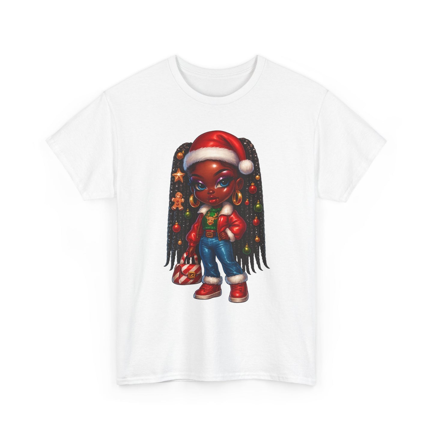 Christmas Girl Tee — Cute Black Girl Santa Graphic T-Shirt