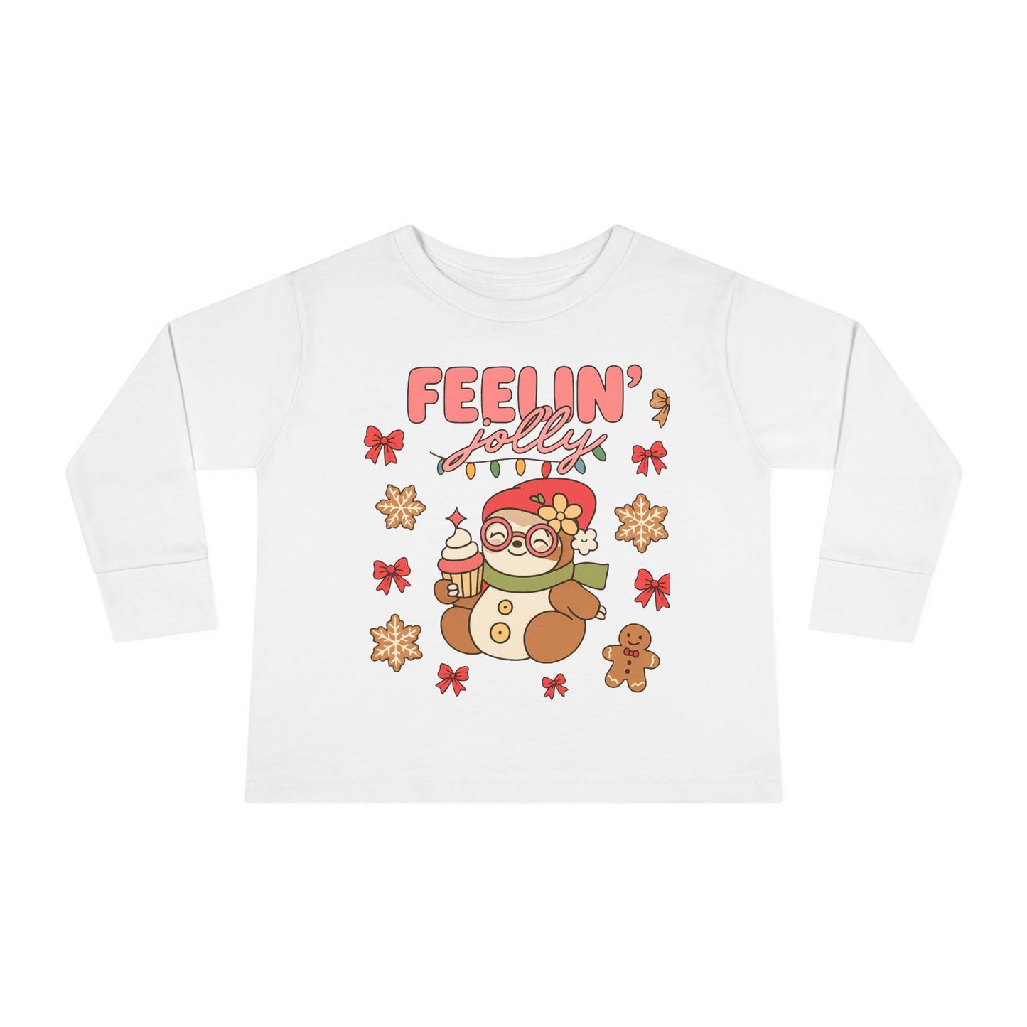 Toddler Long Sleeve Tee — Cute Holiday Dolls Graphic Kids Shirt
