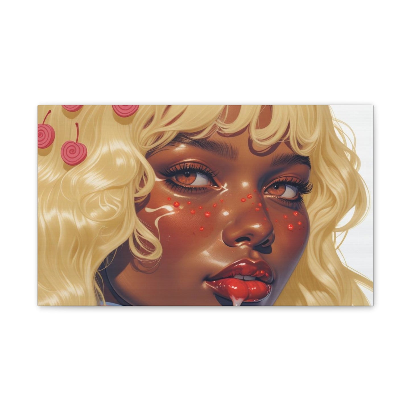 Art Canvas Print — Blonde Cherry Girl Wall Art