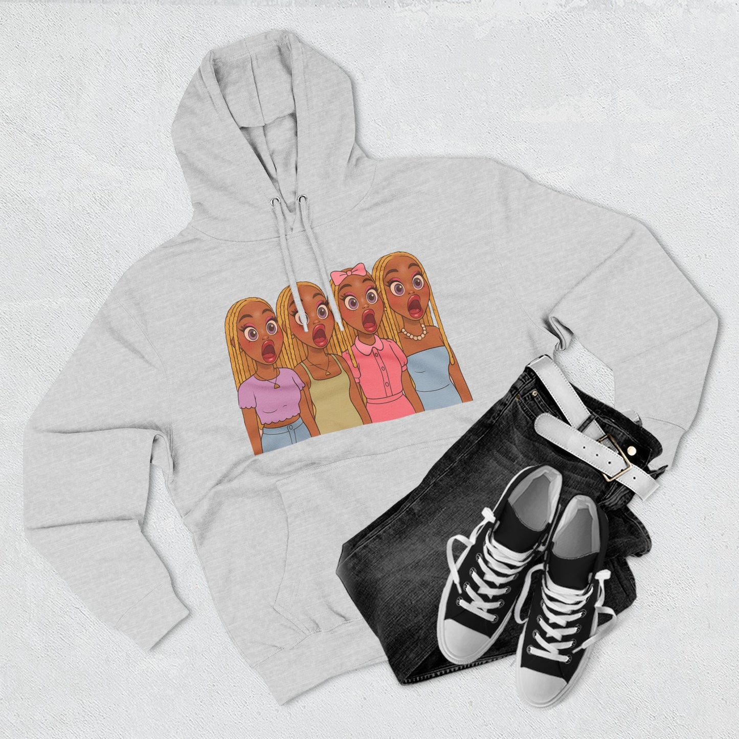 The Shocked BestiesFleece Hoodie with Three-Panel Design