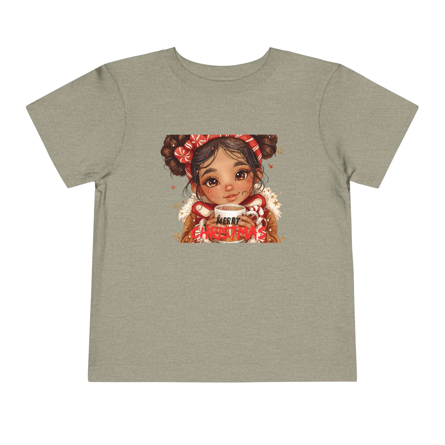 Toddler Tee — Cute Girl Holding Hot Cocoa Illustration (Holiday Cozy Kids Shirt)