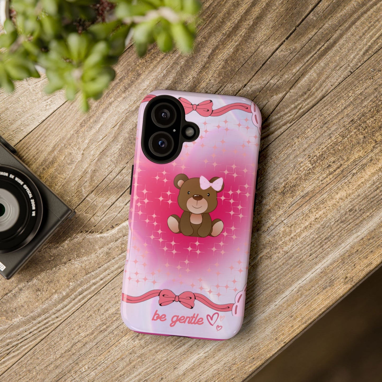 Cute Bear iPhone Case - 'Be Gentle' Design for Kids & Animal Lovers