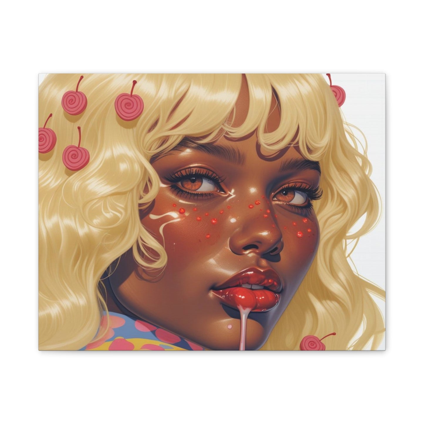 Art Canvas Print — Blonde Cherry Girl Wall Art