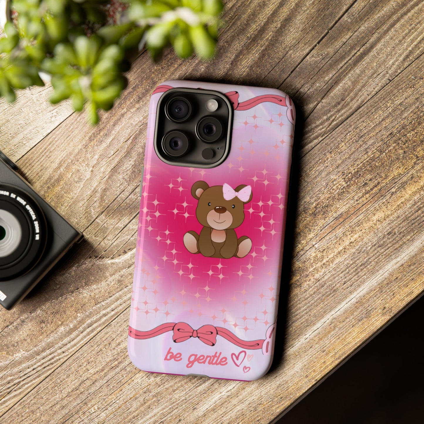 Cute Bear iPhone Case - 'Be Gentle' Design for Kids & Animal Lovers